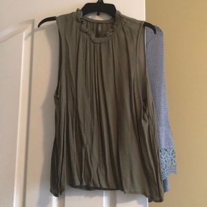 Massini olive green high neck blouse